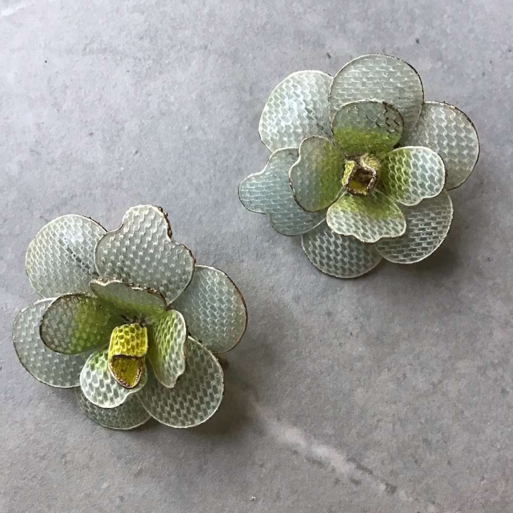 Sterling Mesh Flower Earrings